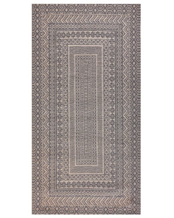 Gulvteppe Beige Grå Jute 80 x 150 cm Moderne Geometrisk mønster Myk Hjemmeinnredning