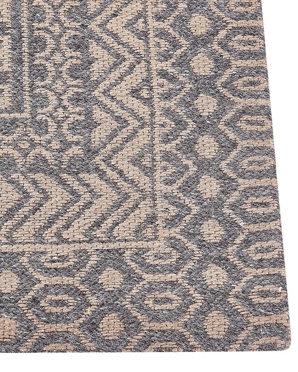 Gulvteppe Beige Grå Jute 80 x 150 cm Moderne Geometrisk mønster Myk Hjemmeinnredning