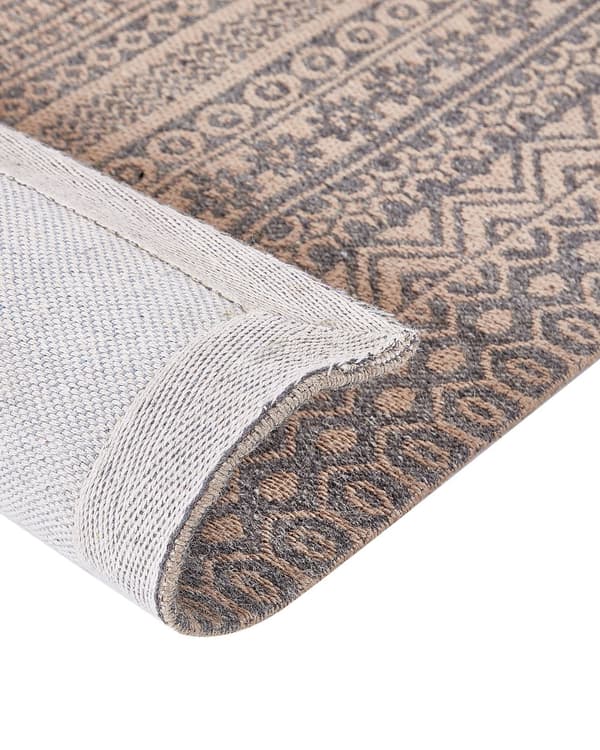 Gulvteppe Beige Grå Jute 80 x 150 cm Moderne Geometrisk mønster Myk Hjemmeinnredning