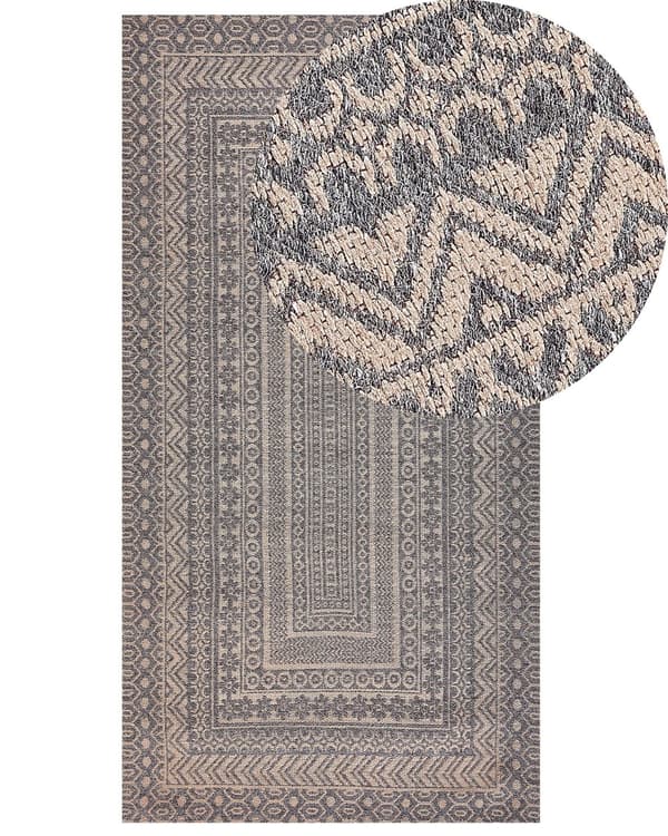 Gulvteppe Beige Grå Jute 80 x 150 cm Moderne Geometrisk mønster Myk Hjemmeinnredning