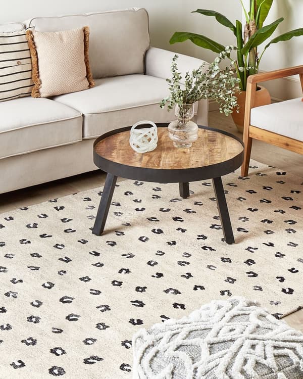 Teppe Beige Bomull 160 x 230 cm Dyremotiv Prikkete mønster Moderne Dekorativt Tilbehør Innredning Stue Soverom