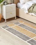 Miniatyrbilde 2 av 6: Teppe Gulvteppe Gul Svart Bomull 80 x 150 cm Flatvevd Jacquard Vevd Stripete mønster Boho Stue Soverom