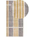Miniatyrbilde 1 av 6: Teppe Gulvteppe Gul Svart Bomull 80 x 150 cm Flatvevd Jacquard Vevd Stripete mønster Boho Stue Soverom