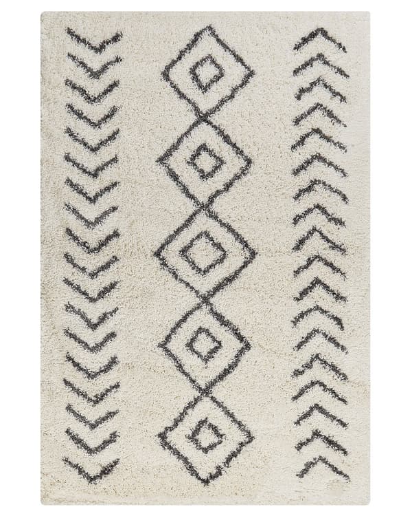 Teppe Beige Hvit 200 x 300 cm Lurvet Rektangulært Geometrisk mønster Boho Tradisjonell stil Stue Soverom