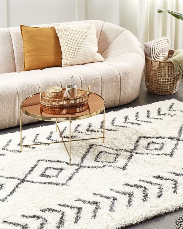 Teppe Beige Hvit 200 x 300 cm Lurvet Rektangulært Geometrisk mønster Boho Tradisjonell stil Stue Soverom