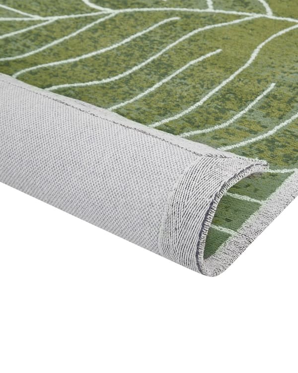 Teppe Grønn Bomull 200 x 300 cm Bladmotiv Monstera Moderne Dekorativt Tilbehør Innredning Stue Soverom