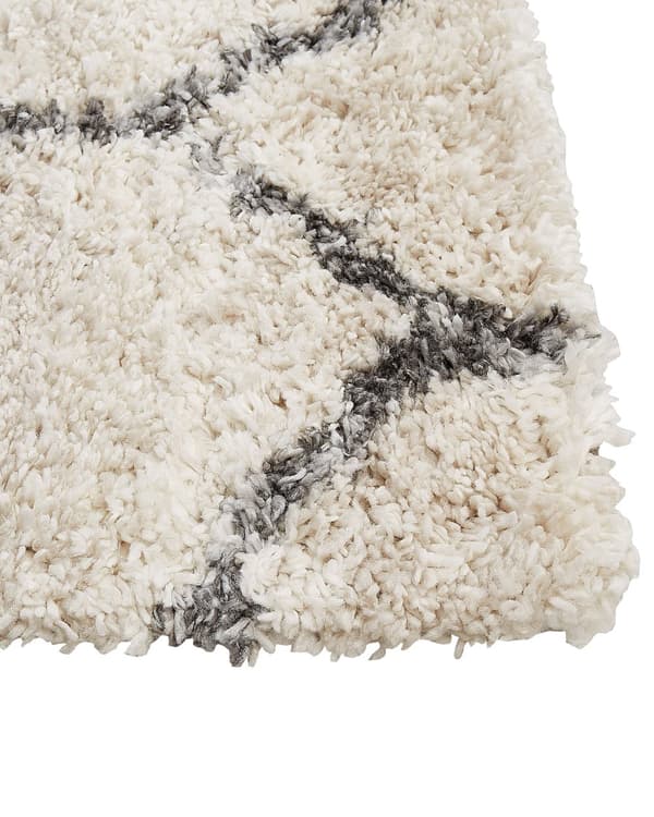 Teppe Beige Hvit 80 x 150 cm Lurvet Rektangulært Geometrisk mønster Boho Tradisjonell stil Stue Soverom
