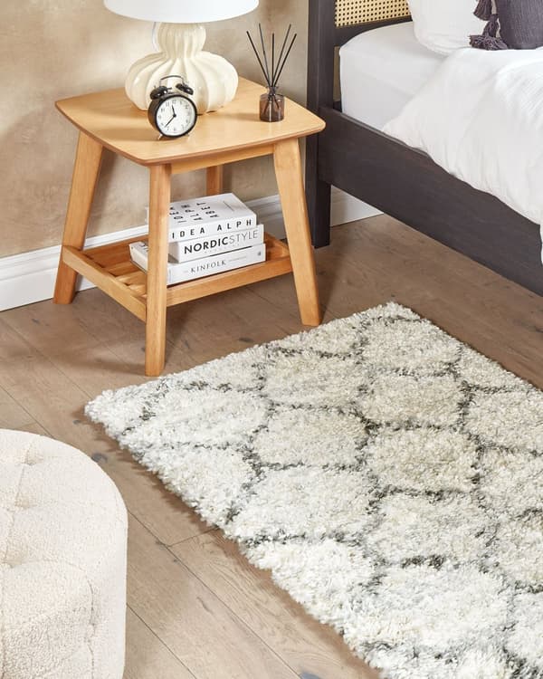 Teppe Beige Hvit 80 x 150 cm Lurvet Rektangulært Geometrisk mønster Boho Tradisjonell stil Stue Soverom
