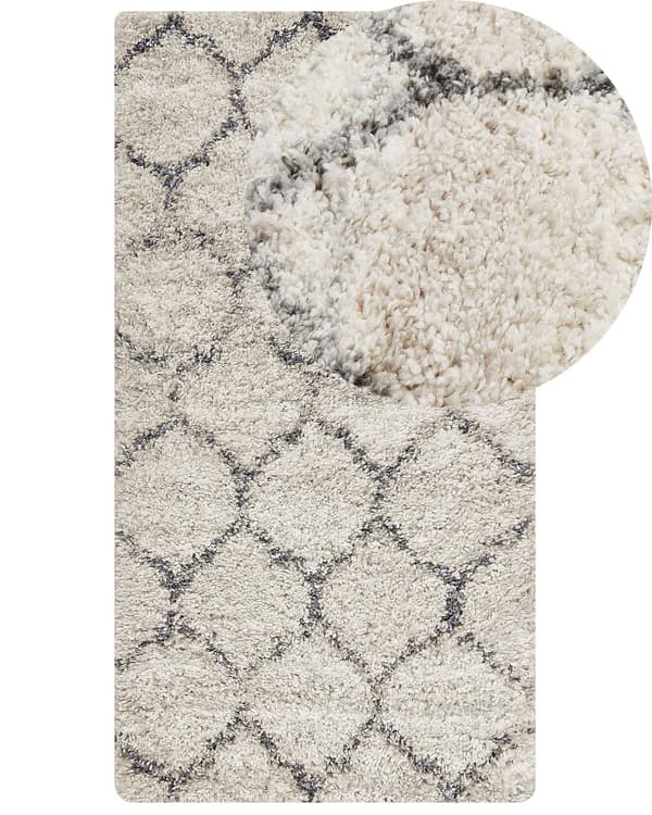 Teppe Beige Hvit 80 x 150 cm Lurvet Rektangulært Geometrisk mønster Boho Tradisjonell stil Stue Soverom