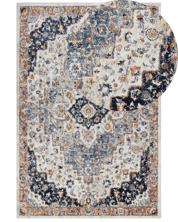 Teppe Beige Blå Polyester 200 x 300 cm Orientalsk Vintage Stue Tilbehør