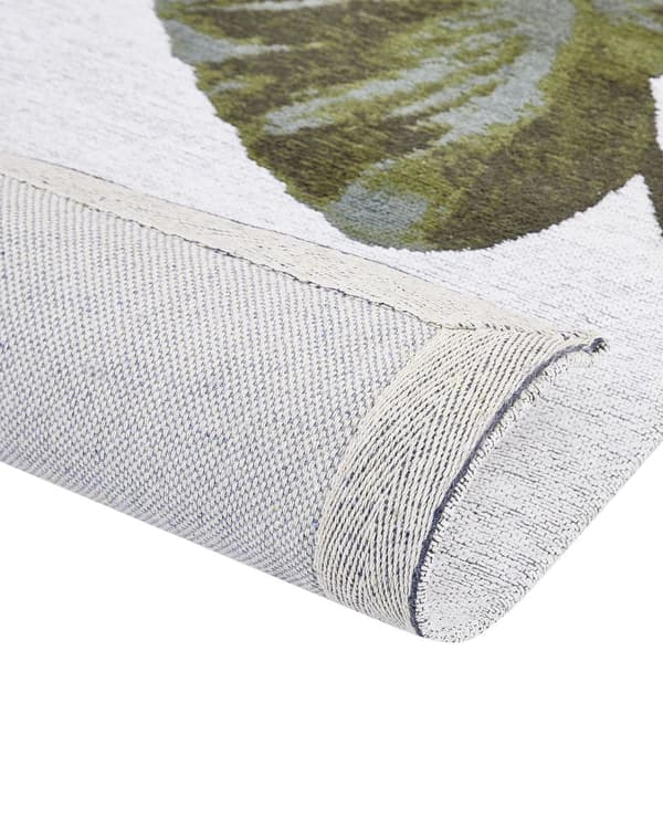 Teppe Grønn Bomull 200 x 300 cm Bladmotiv Moderne Boho Dekorativt Tilbehør Innredning Stue Soverom