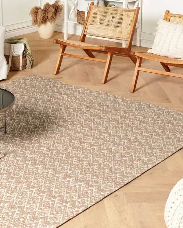 Teppe Beige Jute 200 x 300 cm Flatvevd Geometrisk mønster Boho Stue Soverom