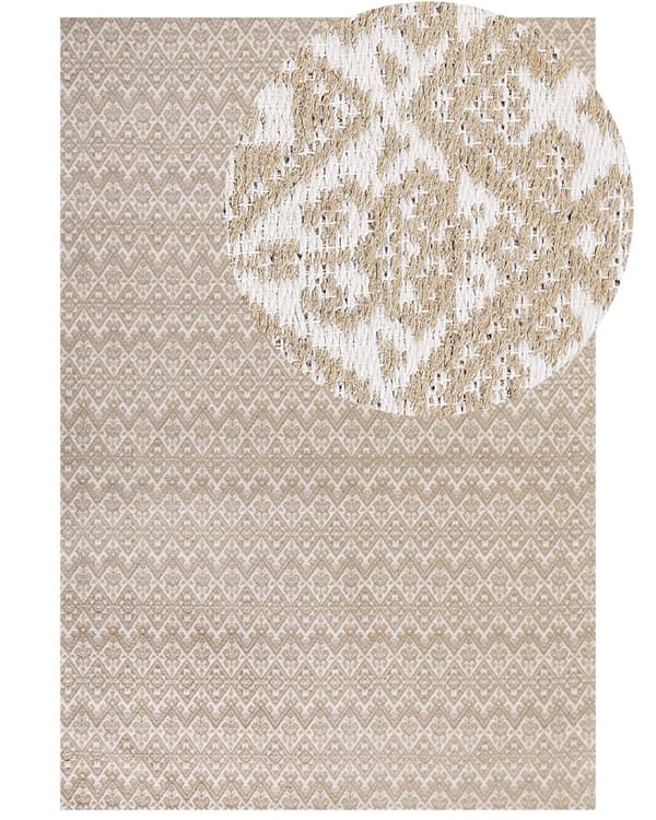 Teppe Beige Jute 200 x 300 cm Flatvevd Geometrisk mønster Boho Stue Soverom