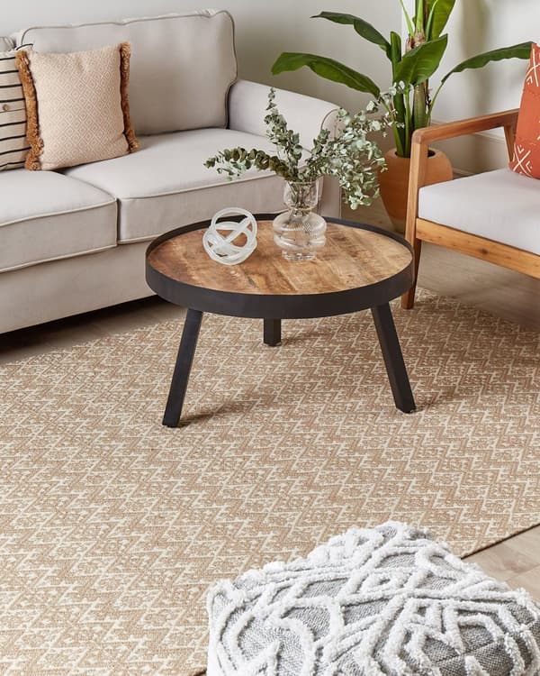 Teppe Beige Jute 160 x 230 cm Flatvevd Geometrisk mønster Boho Stue Soverom