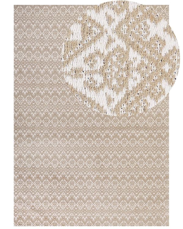 Teppe Beige Jute 160 x 230 cm Flatvevd Geometrisk mønster Boho Stue Soverom