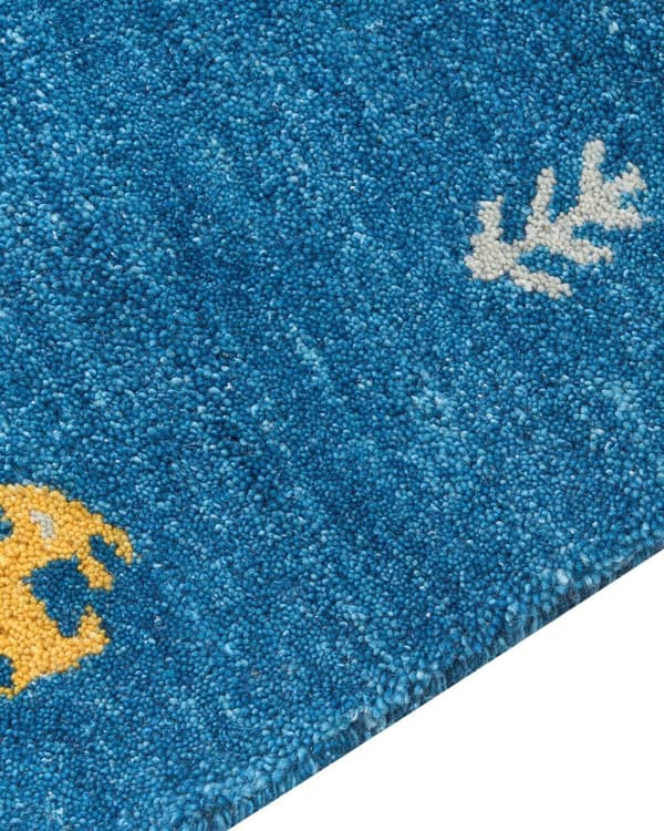 Gabbeh Tæppe Blå 160 x 230 cm Håndtuftet Dyremotiv Rustikt Design