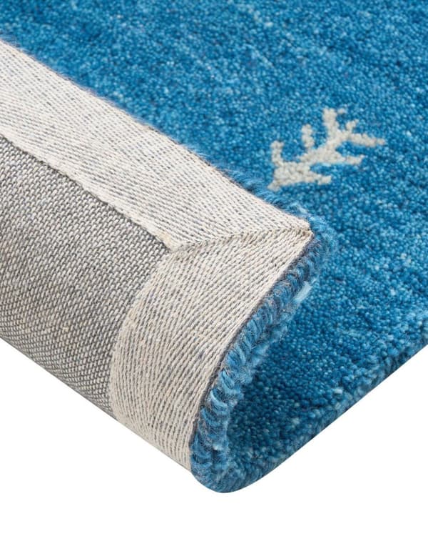 Gabbeh Tæppe Blå 160 x 230 cm Håndtuftet Dyremotiv Rustikt Design
