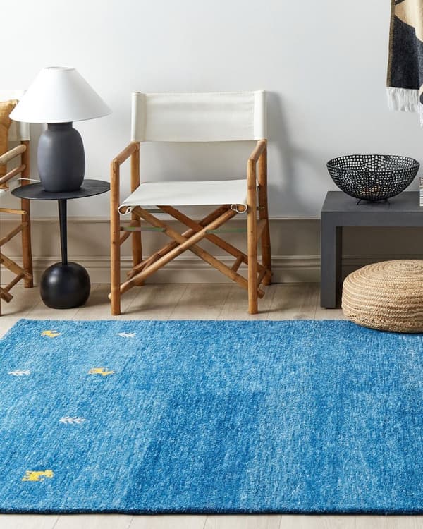 Gabbeh Tæppe Blå 160 x 230 cm Håndtuftet Dyremotiv Rustikt Design