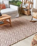 Miniatyrbilde 2 av 8: Gulvteppe Rosa og Beige Bomull Jute 160 x 230 cm Geometrisk Mønster Rustikk Boho