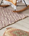 Miniatyrbilde 4 av 8: Gulvteppe Rosa og Beige Bomull Jute 80 x 150 cm Geometrisk Mønster Rustikk Boho