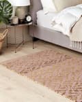 Miniatyrbilde 2 av 8: Gulvteppe Rosa og Beige Bomull Jute 80 x 150 cm Geometrisk Mønster Rustikk Boho