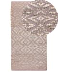 Miniatyrbilde 1 av 8: Gulvteppe Rosa og Beige Bomull Jute 80 x 150 cm Geometrisk Mønster Rustikk Boho