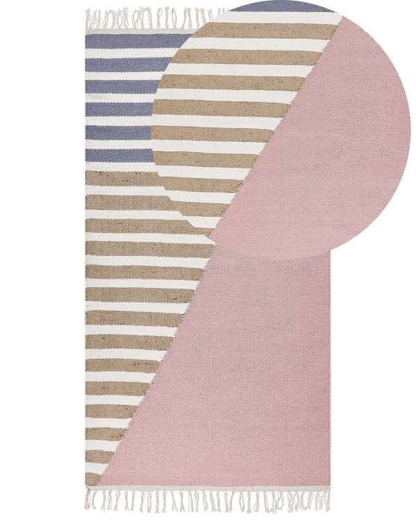 Gulvteppe Flerfarget Jute 80 x 150 cm Rektangulært Håndvevd med Dusker Moderne Design