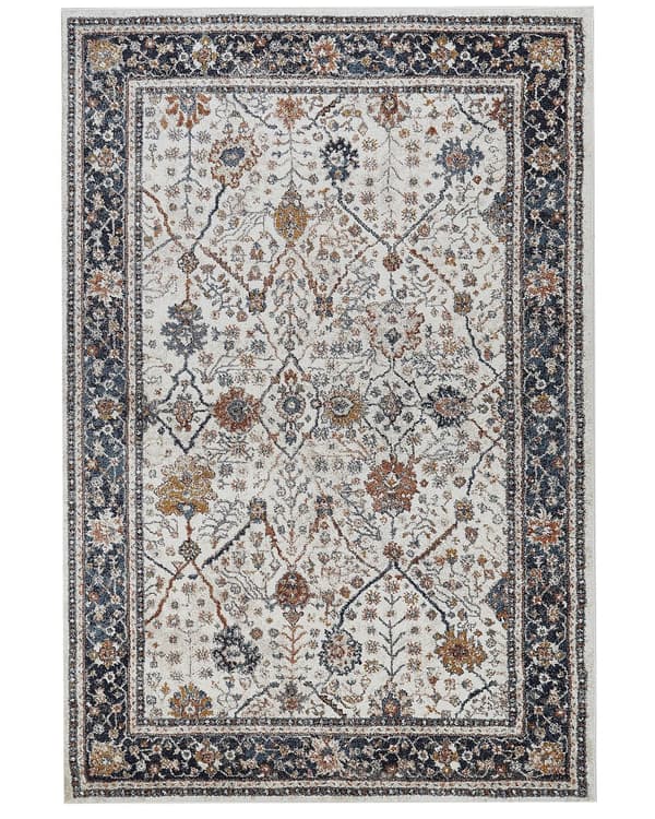 Matta Beige och Blå Polypropen Polyester 200 x 300 cm Orientaliskt Vintage Mönster Vardagsrum Tillbehör