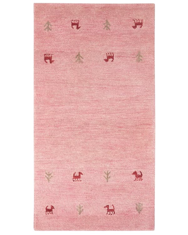 Matto vaaleanpunainen villa 80 x 150 cm käsin tuftattu rustiikkinen Gabbeh moderni tyyli