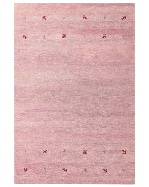 Matto vaaleanpunainen villa 200 x 300 cm käsin tuftattu rustiikkinen Gabbeh moderni tyyli