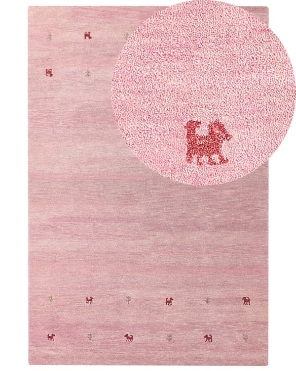 Matto vaaleanpunainen villa 200 x 300 cm käsin tuftattu rustiikkinen Gabbeh moderni tyyli