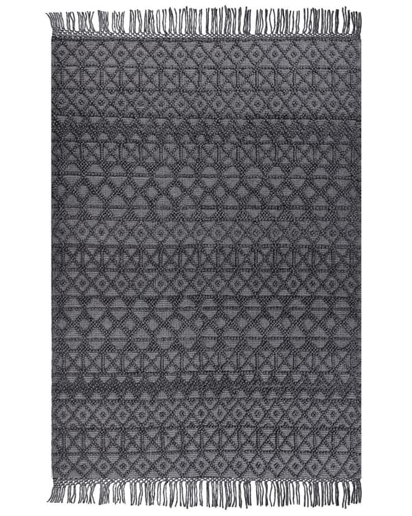 Matto musta polyesteri 160 x 230 cm geometrinen kuvio hapsut boho-tyyli