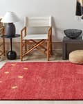 Pikkukuva 2 / 7: Matto punainen villa 160 x 230 cm keltainen eläinkuviointi käsin tuftattu Gabbeh boho-tyyli