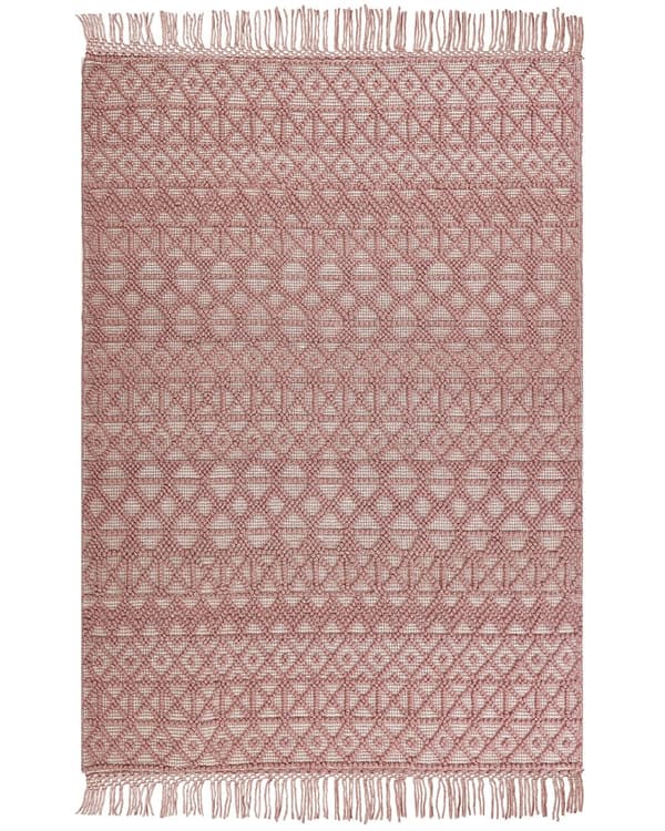 Matto vaaleanpunainen polyesteri 160 x 230 cm geometrinen kuvio hapsut boho-tyyli