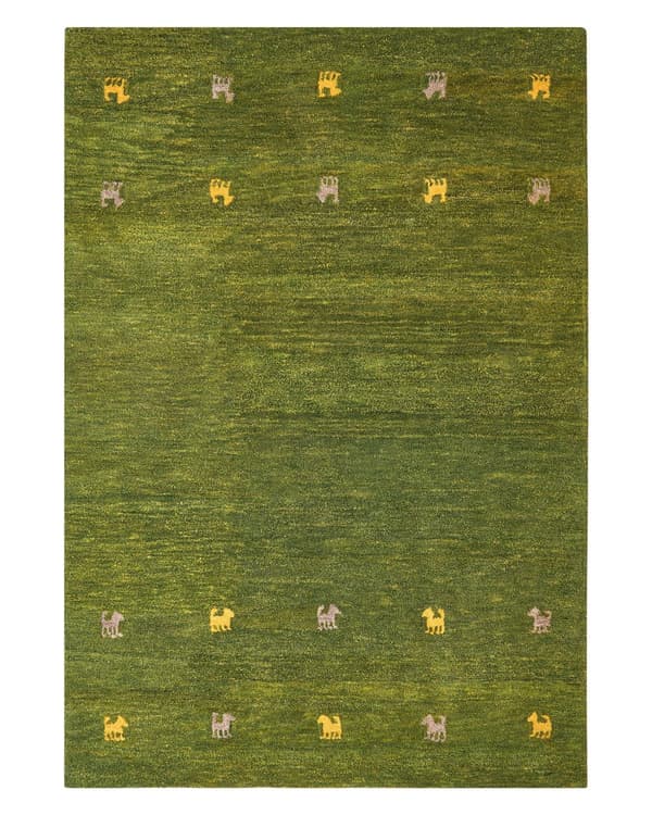 Matto vihreä villa 160 x 230 cm käsin tuftattu rustiikkinen Gabbeh moderni tyyli