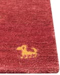 Pikkukuva 6 / 7: Matto punainen villa 140 x 200 cm keltainen eläinkuviointi käsin tuftattu Gabbeh boho-tyyli