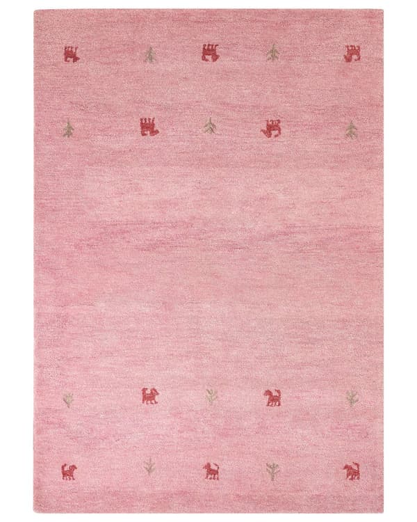 Matto vaaleanpunainen villa 160 x 230 cm käsin tuftattu rustiikkinen Gabbeh moderni tyyli