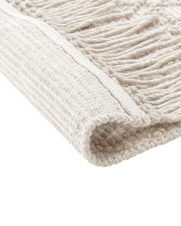 Matto vaalea beige polyesteri 160 x 230 cm geometrinen kuvio hapsut boho-tyyli