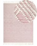 Miniatyrbillede 1 af 7: Gulvtæppe Lyserød Uld 200 x 300 cm Fladvævet Uldtæppe Moderne Design Luv Tæppe under Spisebord til Værelse Indretning