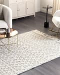 Miniatyrbillede 2 af 7: Gulvtæppe Beige Uld 160 x 230 cm Fladvævet Uldtæppe Moderne Design Luv Tæppe under Spisebord til Værelse Indretning