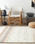 Miniatyrbillede 2 af 7: Gabbeh Tæppe Beige og Brunt Uld 160 x 230 cm Rektangulært Geometrisk Mønster Håndtuftet Boho Stil Stue Soveværelse Børneværelse