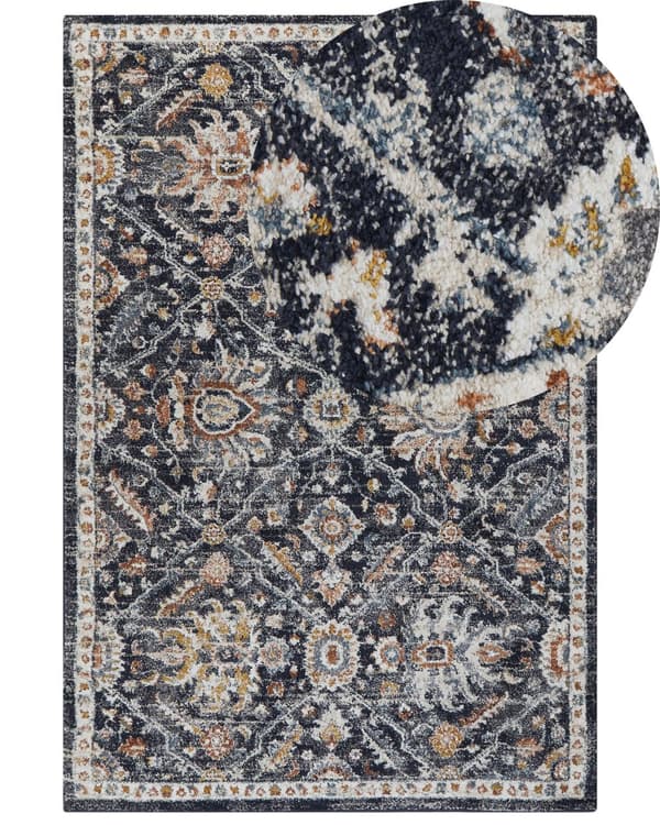 Matta Blå och Beige 160 x 230 cm Orientalisk Sliten Vardagsrum Sovrum