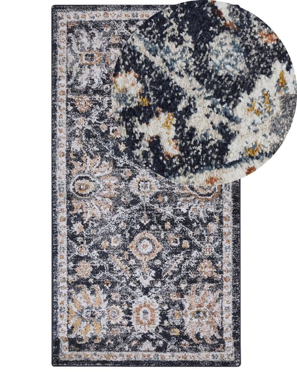 Matta Blå och Beige 80 x 150 cm Orientalisk Sliten Vardagsrum Sovrum