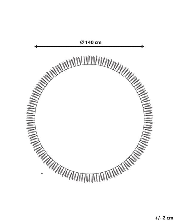 Teppe Grå Off White Ull Polyester ø 140 cm Håndvevd Dusker Geometrisk mønster Tilbehør Dekorasjon Stue Soverom