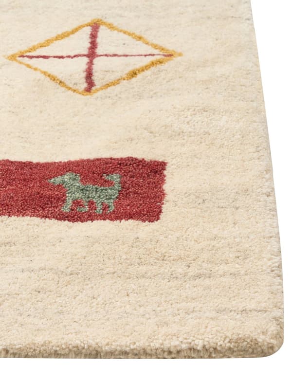 Matto beige villa 80 x 150 cm geometrinen värikäs kuviointi käsin tuftattu perinteinen Gabbeh boho-tyyli