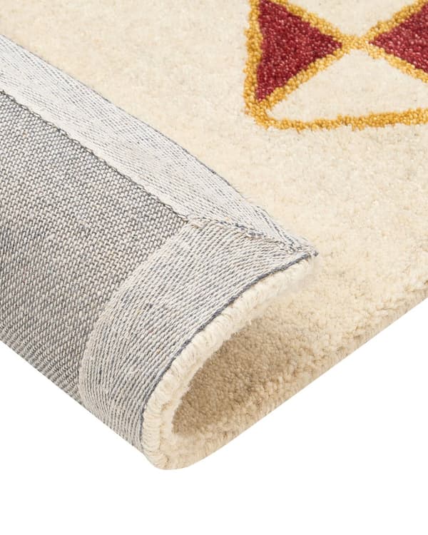 Matto beige villa 80 x 150 cm geometrinen värikäs kuviointi käsin tuftattu perinteinen Gabbeh boho-tyyli