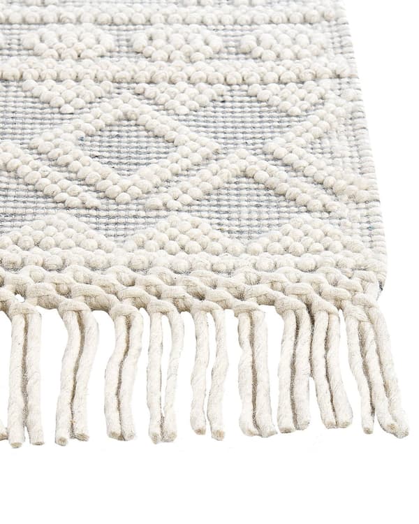 Matto beige harmaa 160 x 230 cm villa polyesteri puuvilla geometrinen kuvio hapsut suorakulmio