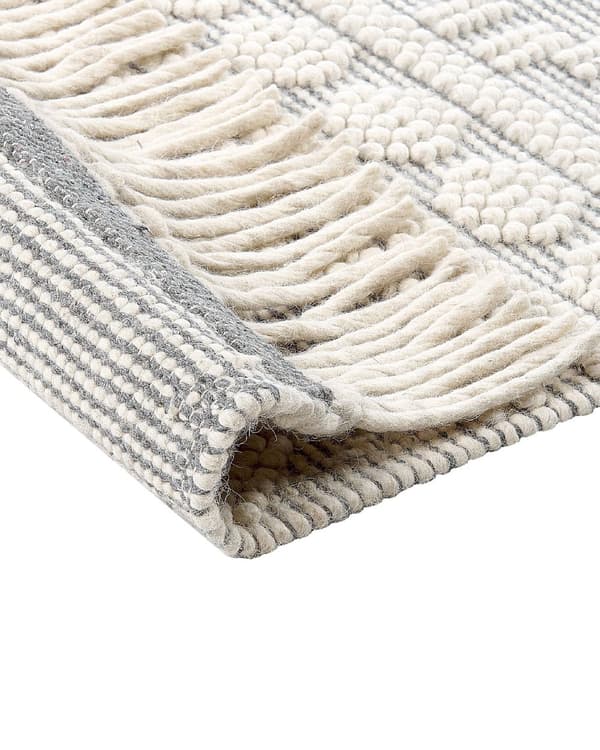 Matto beige harmaa 160 x 230 cm villa polyesteri puuvilla geometrinen kuvio hapsut suorakulmio