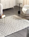 Pikkukuva 2 / 6: Matto beige harmaa 160 x 230 cm villa polyesteri puuvilla geometrinen kuvio hapsut suorakulmio