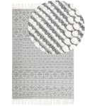 Pikkukuva 1 / 6: Matto beige harmaa 160 x 230 cm villa polyesteri puuvilla geometrinen kuvio hapsut suorakulmio